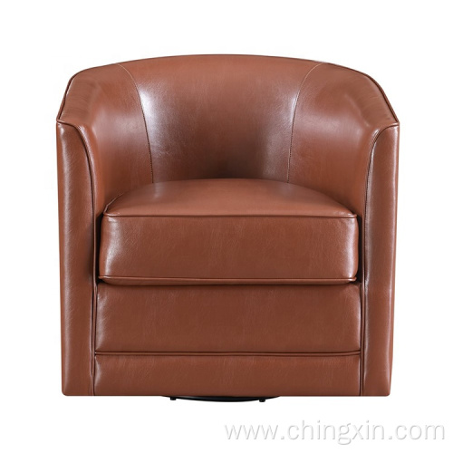 Wholesale Light Brown PU Swivel Arm Chair